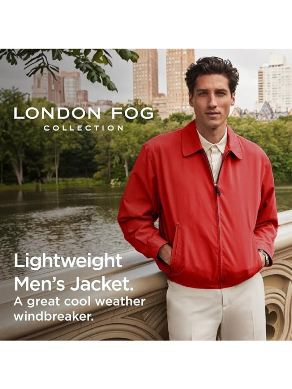 London Fog Mens Auburn Golf Jacket M Medium Chili Red Zip Front Windbreaker NEW - Picture 4 of 11